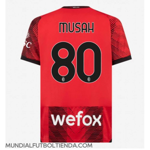 Camiseta AC Milan Yunus Musah #80 Primera Equipación Replica 2023-24 mangas cortas